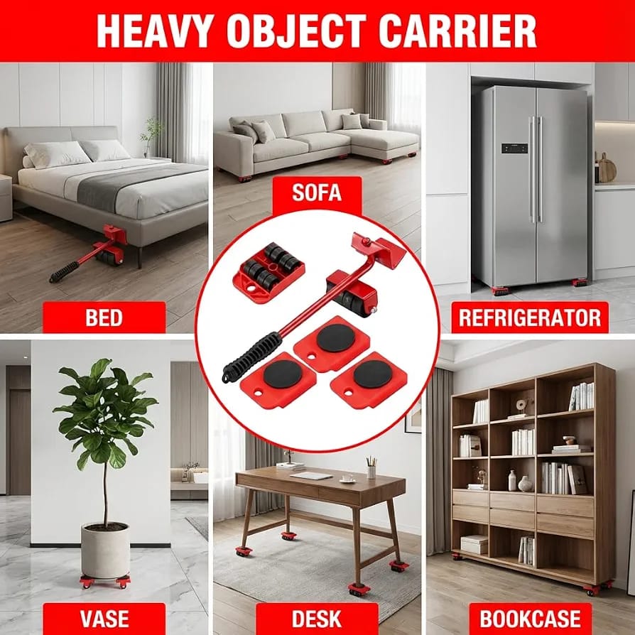 Red Metal Furniture Mover Tool Set 11.9"