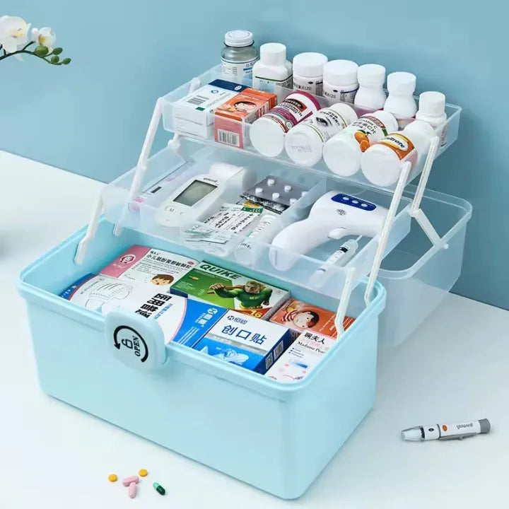 Medical kit Household Large capacity multi-layer storage box Large plastic first aid kit Household emergency medicine kit
