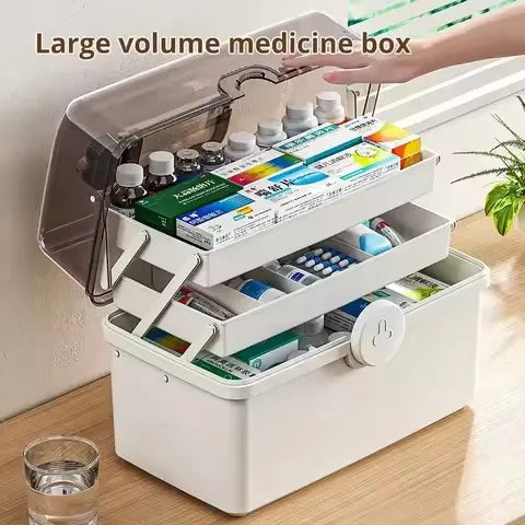 Medical kit Household Large capacity multi-layer storage box Large plastic first aid kit Household emergency medicine kit