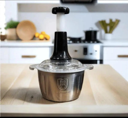 2.0 Litre Manual Meat & Veg Push Chopper with Stainless Steel Bowl