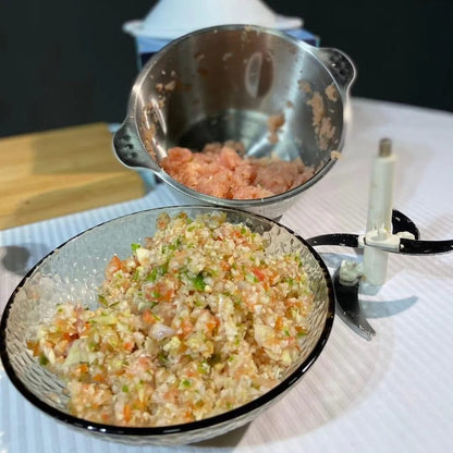 2.0 Litre Manual Meat & Veg Push Chopper with Stainless Steel Bowl