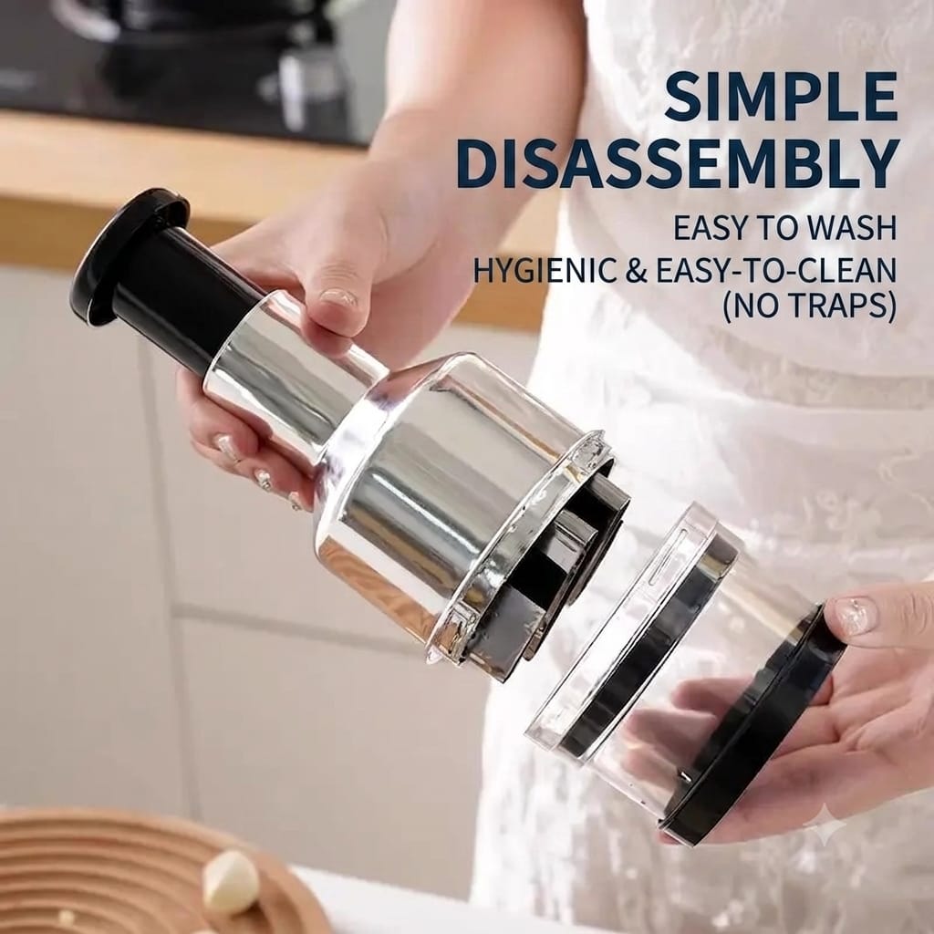 Multi-Function Garlic Press & Vegetable Chopper – Easy Press Manual Food Crusher for Garlic, Ginger, Chili & Meat