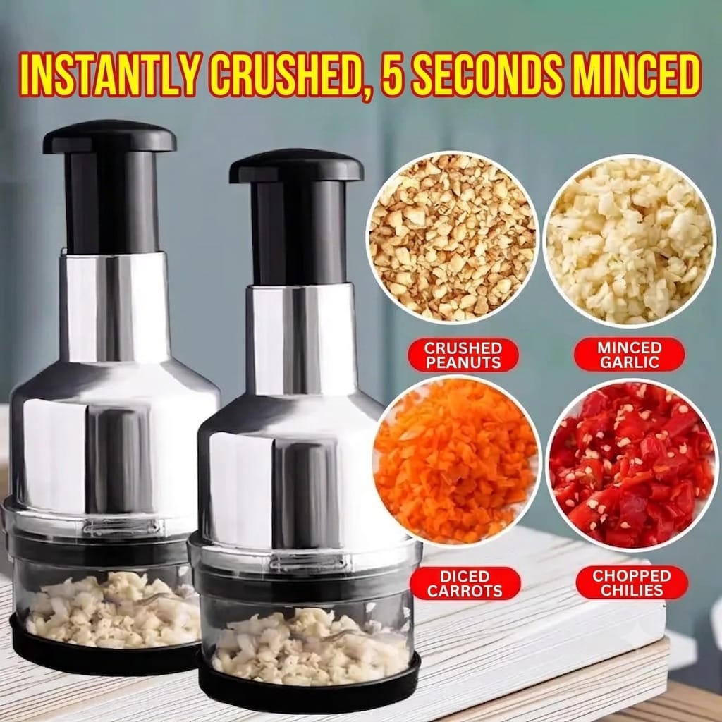 Multi-Function Garlic Press & Vegetable Chopper – Easy Press Manual Food Crusher for Garlic, Ginger, Chili & Meat